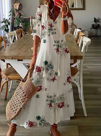 White With Red Flowers